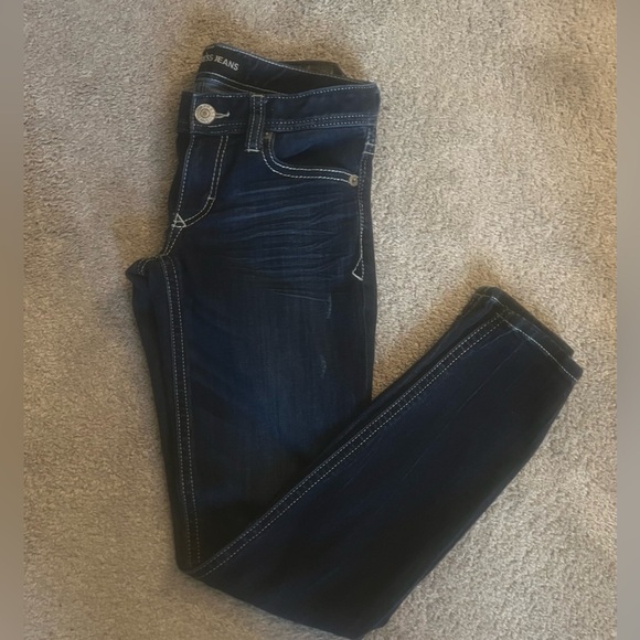 Express Blue Skinny Jeans with Tapered Fit - Picture 1 of 5